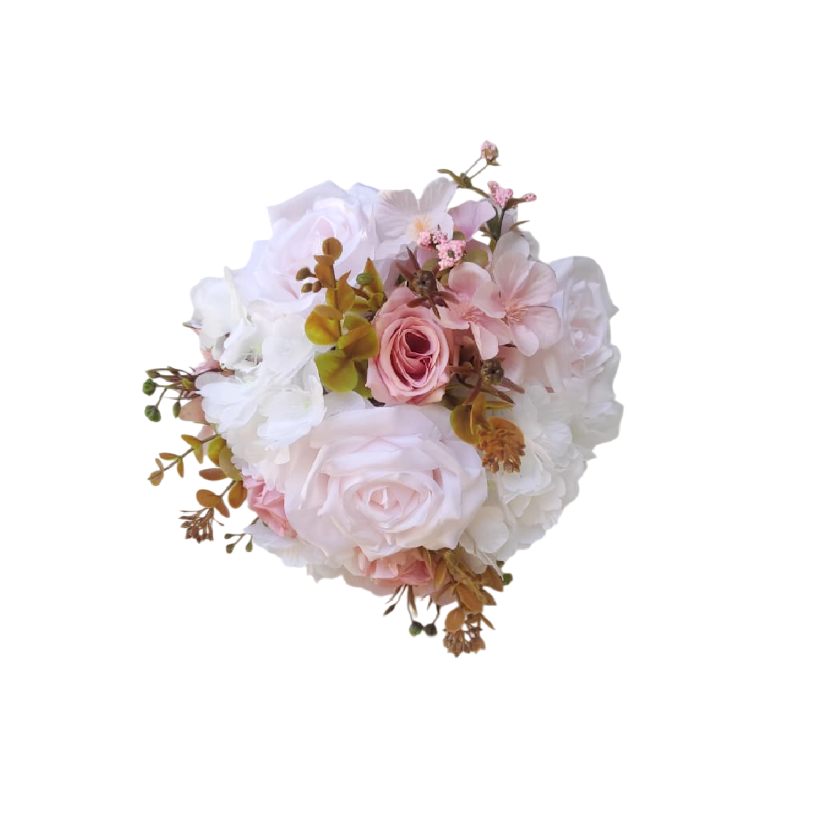 buquê de noiva permanente delicado e romântico rosa realista