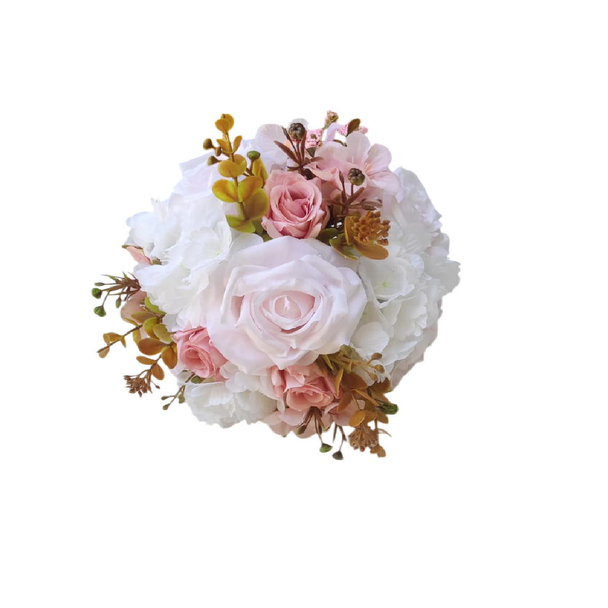 buquê de noiva permanente delicado e romântico rosa realista