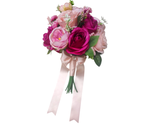 Buquê de noiva realista redondo rosa