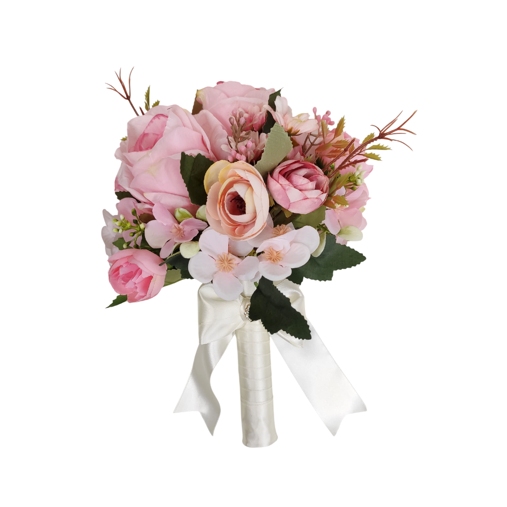 buque rosa bn129 - ipanemashop (1) Buquê de noiva permanente realista rosa