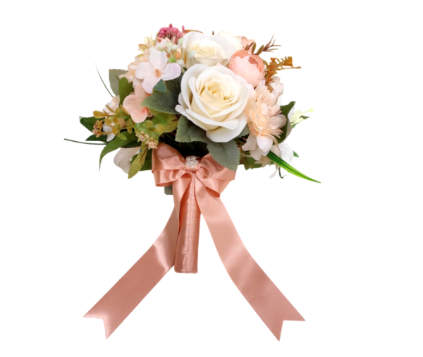 Buquê de noiva permanente rosa chá nude bn163 garden style