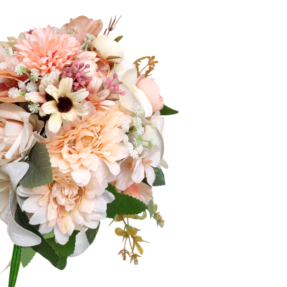 buque rosa pastel bn163 (2) Buquê de noiva permanente rosa chá nude bn163 garden style