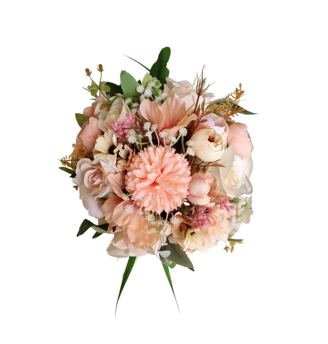 buque rosa pastel bn163 (3) Buquê de noiva permanente rosa chá nude bn163 garden style