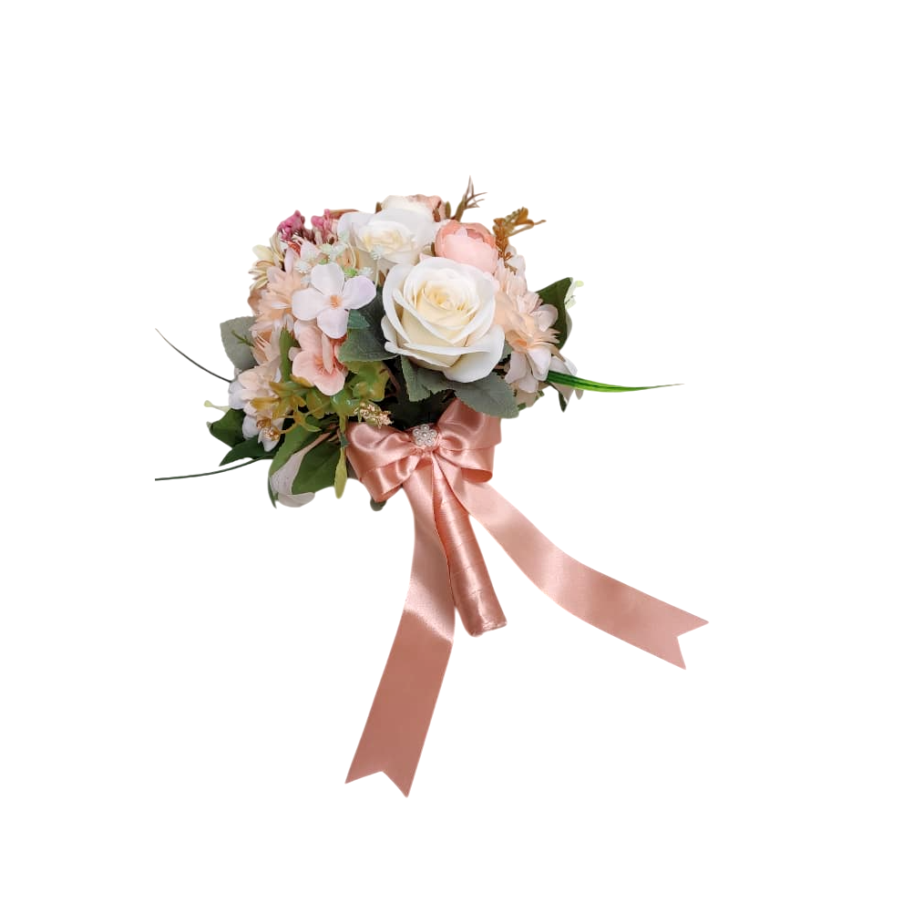 buque rosa pastel bn163 (6) Buquê de noiva permanente rosa chá nude bn163 garden style