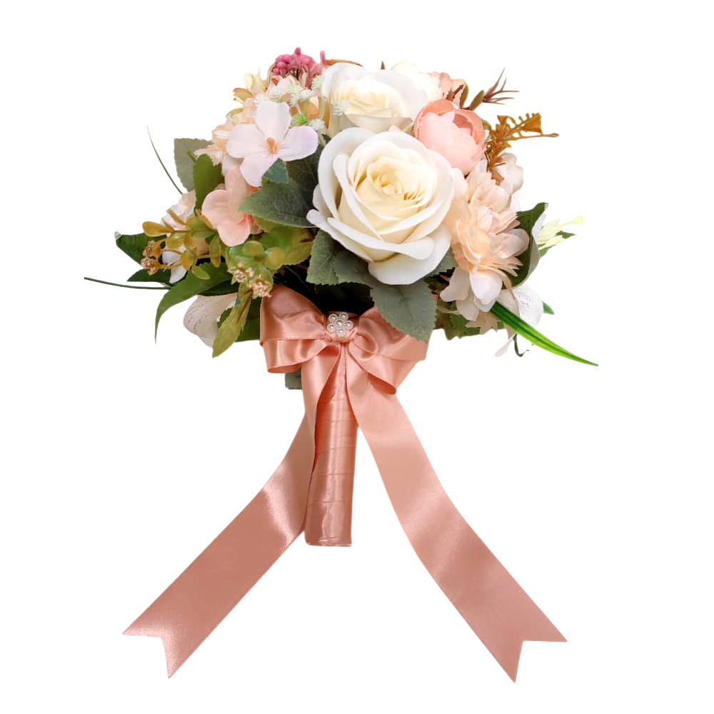 buque rosa pastel bn163 (7) Buquê de noiva permanente rosa chá nude bn163 garden style