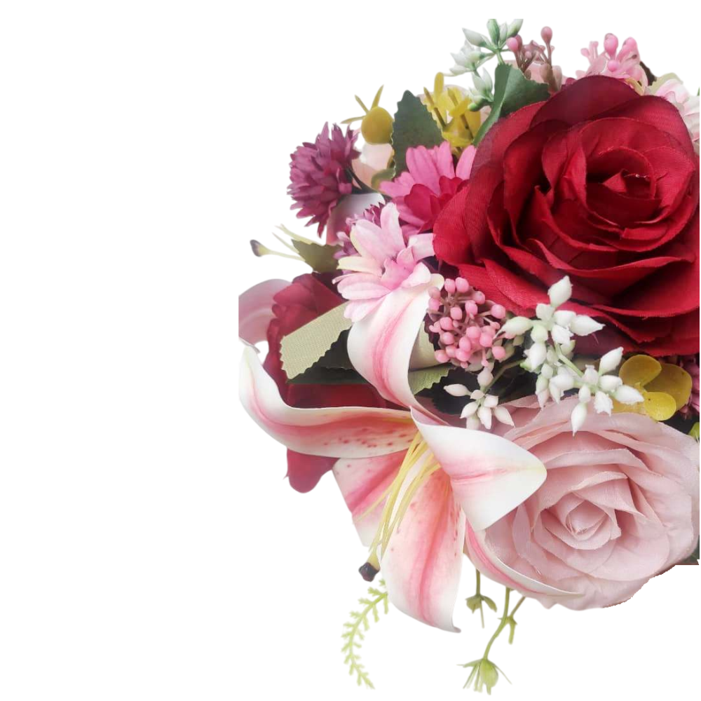 buque rosas e lirio bn151 - 3 Buquê de noiva permanente com lírio e rosas