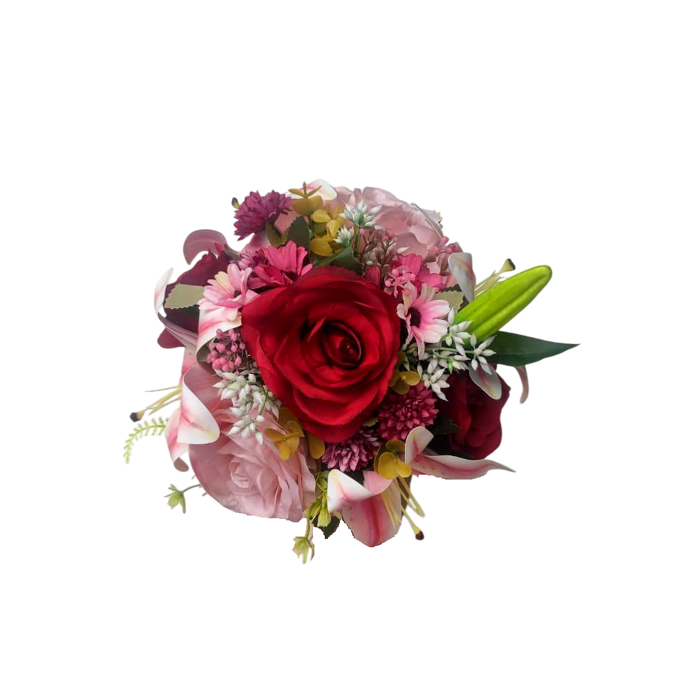 buque rosas e lirio bn151 - 4 Buquê de noiva permanente com lírio e rosas