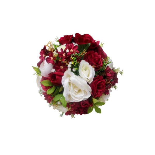 Buquê de noiva grande permanente rosas marsala e off-white