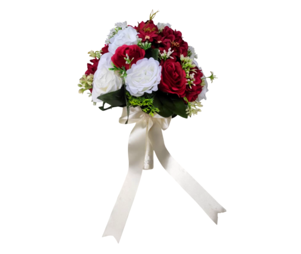 Buquê de noiva grande permanente rosas marsala e off-white