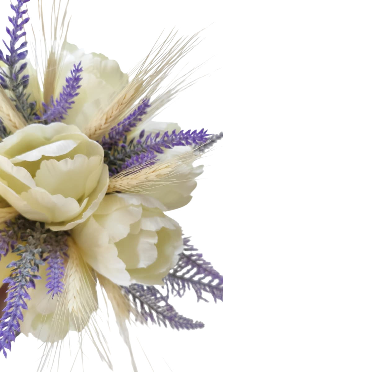 Buquê de noiva boho chic permanente tulipas trigo e lavanda