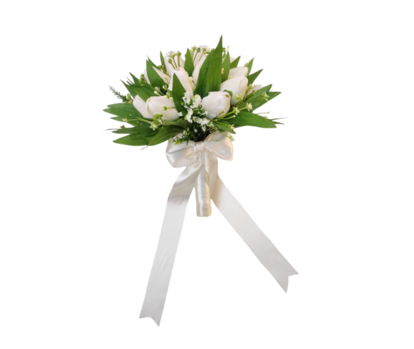 Buquê de noiva permanente de tulipas brancas luxo e elegância