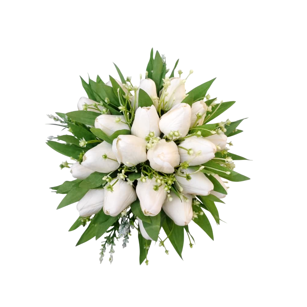 Buquê de noiva permanente de tulipas brancas luxo e elegância
