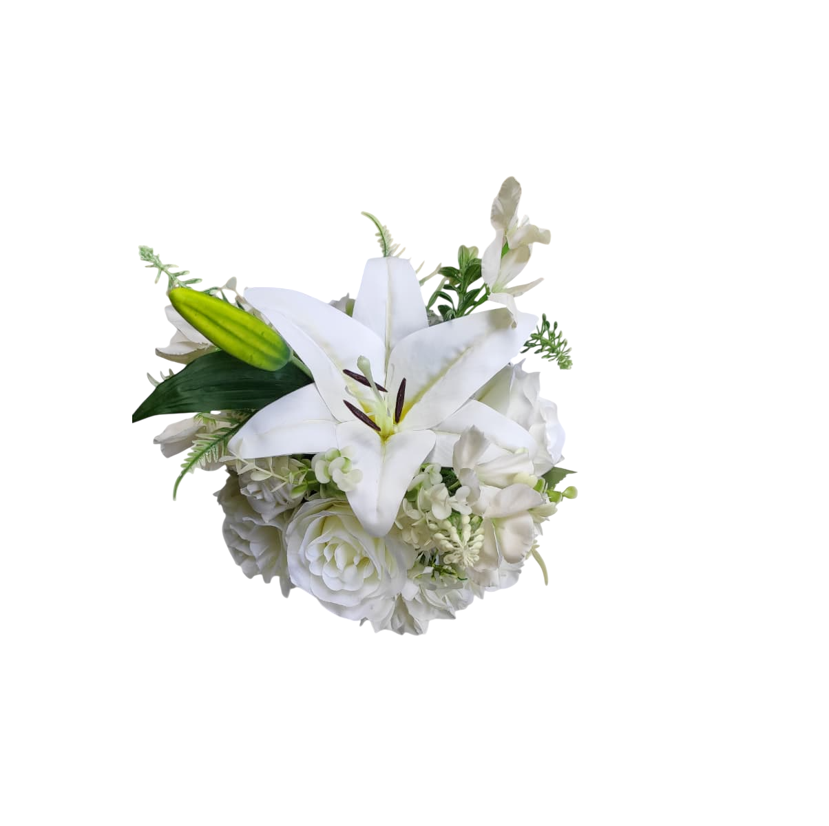 Buquê de noiva clássico com lírio branco toque real luxo