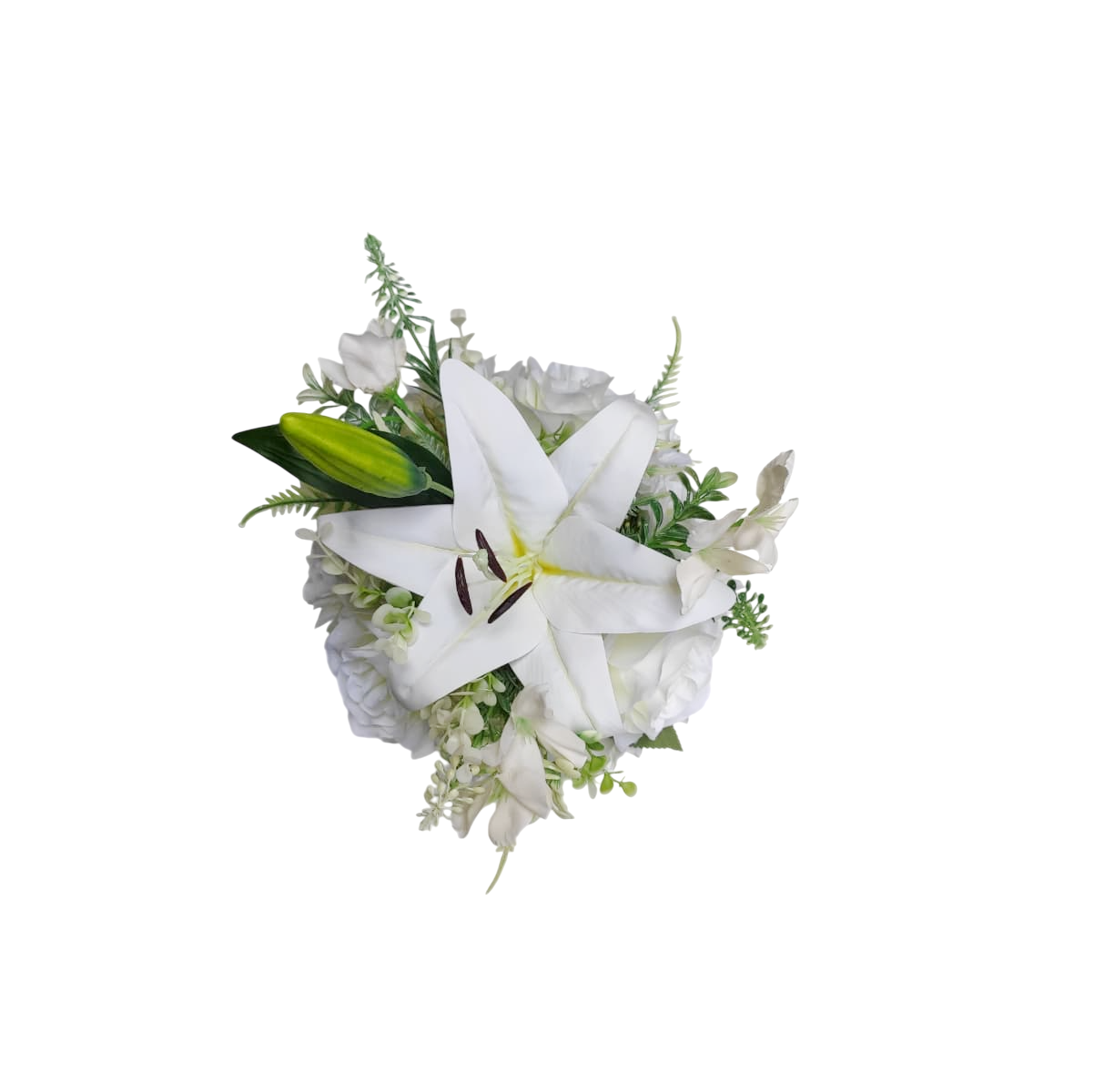Buquê de noiva clássico com lírio branco toque real luxo