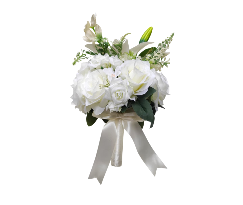 Buquê de noiva clássico com lírio branco toque real luxo