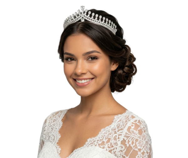 tiara coroa de noiva ou debutante elegante 4cm de altura