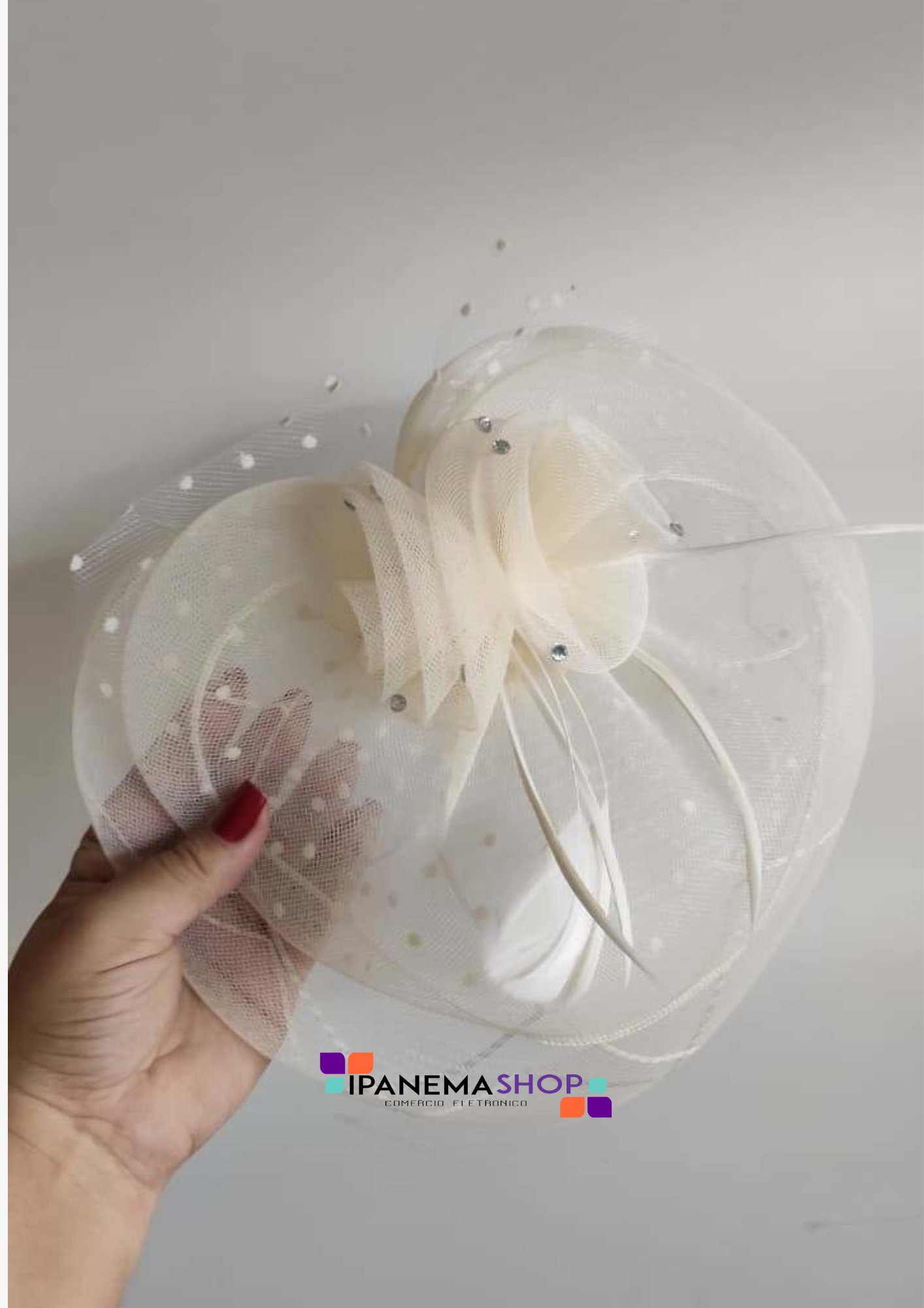 fascinator casquete ipanemashop 1 (1) Fascinator casquete creme chapéu vintage para noiva ou madrinha