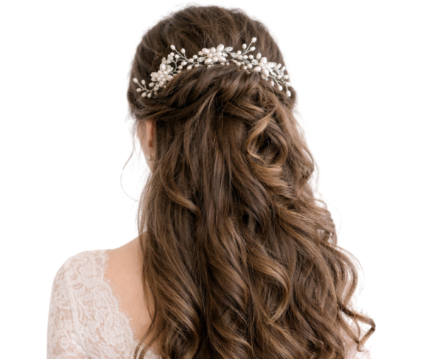 Grampo grinalda de cabelo noiva flor pérola