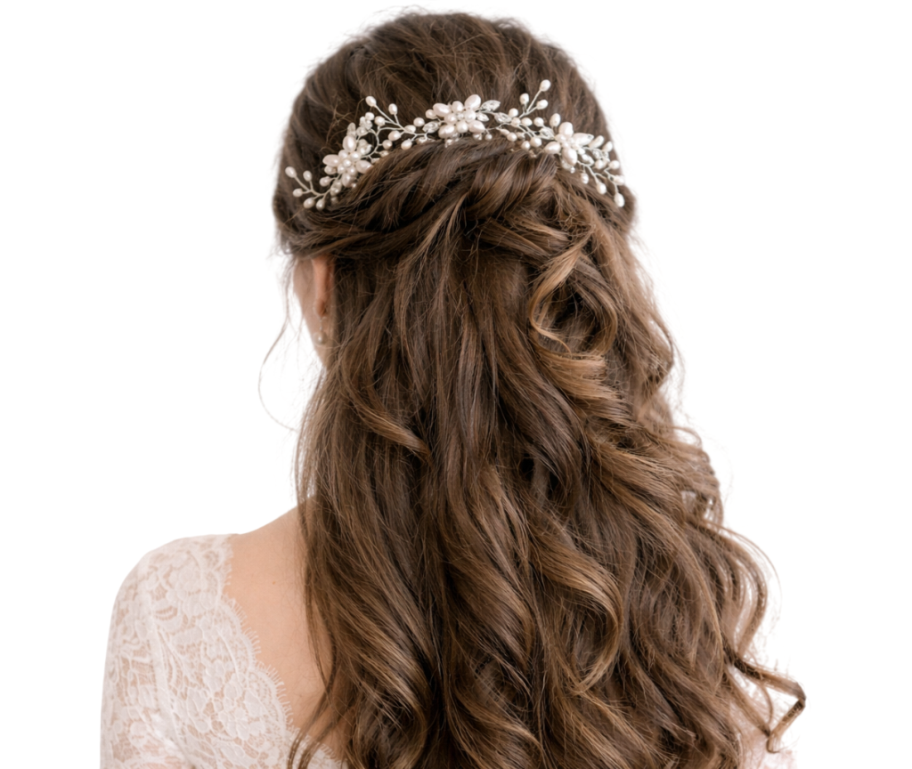 Grampo grinalda de cabelo noiva flor pérola