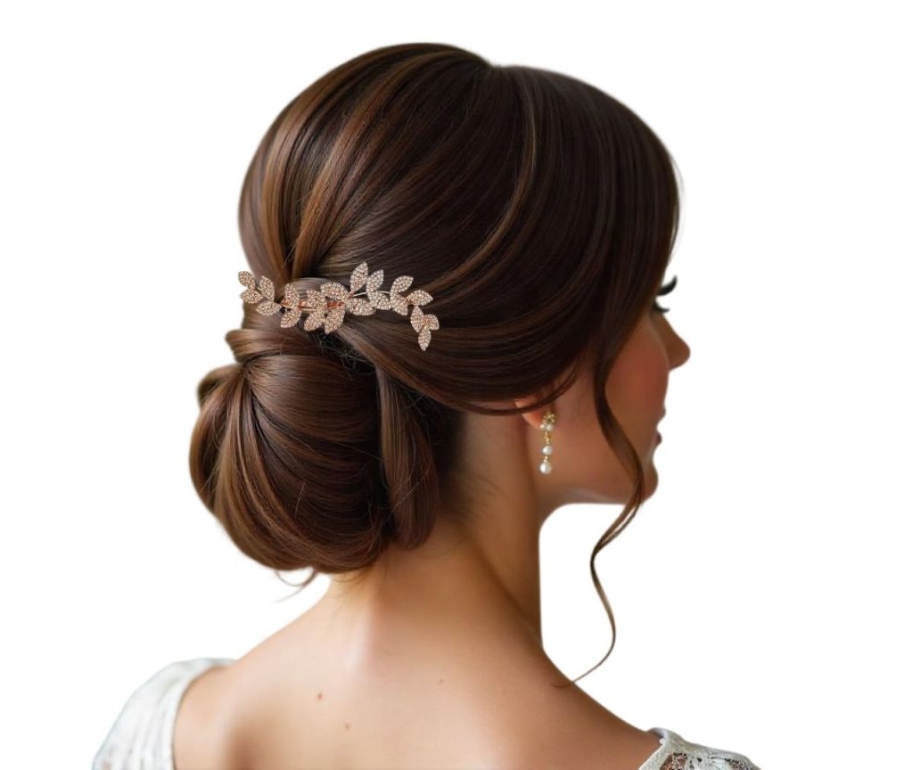 IPANEMASHOP - 16 Acessório de cabelo noiva rose gold folhagem com cristais