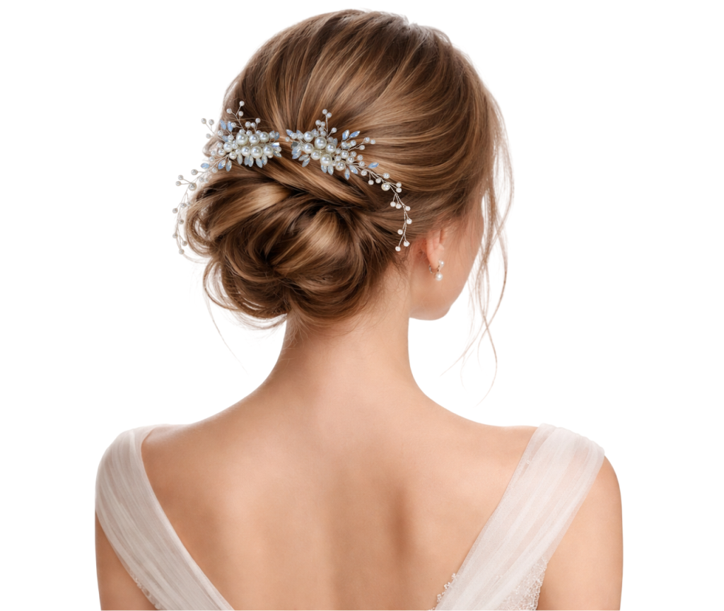 grinalda b427 (1) Kit 2 grinaldas noiva arranjos de cabelo pérolas e cristais boho