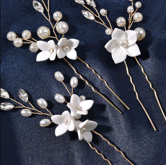 Grampo grinalda de cabelo noiva flor pérola