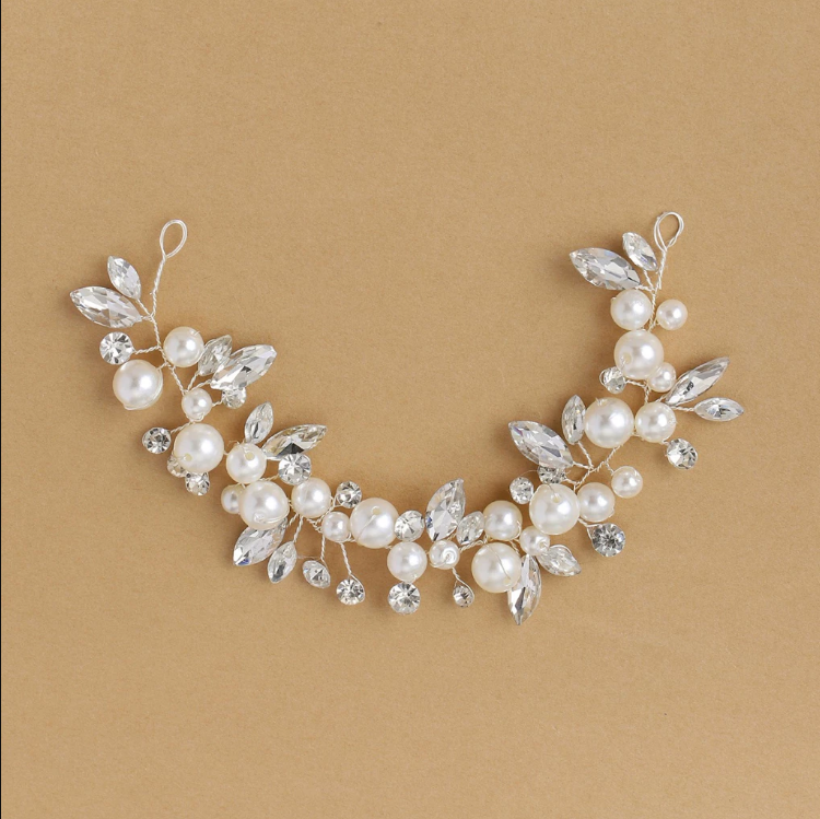 grinalda b486 (2) Grinalda delicada noiva cristais e pérolas design slim prata