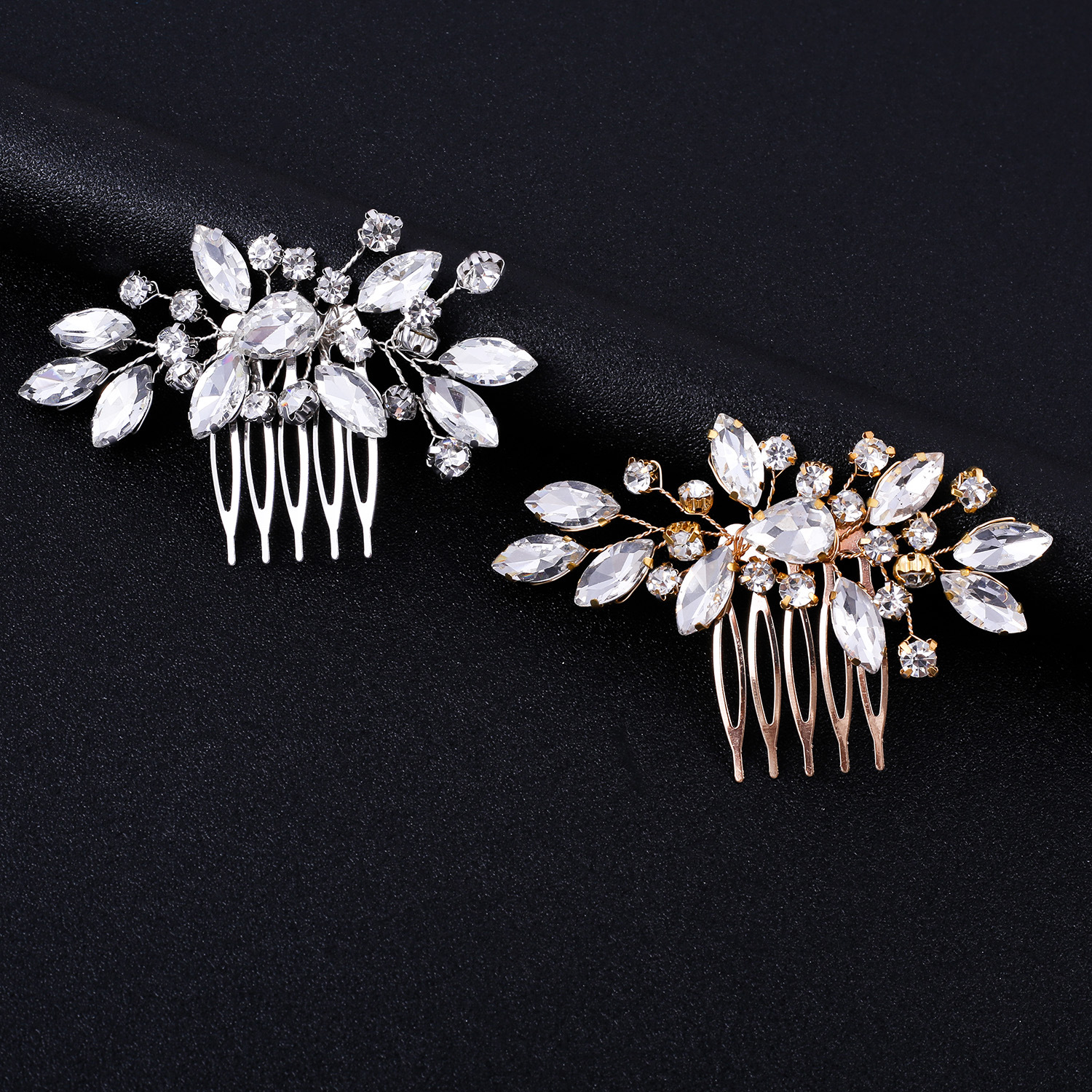 Grinalda de luxo para noiva com cristais facetados sem pérolas