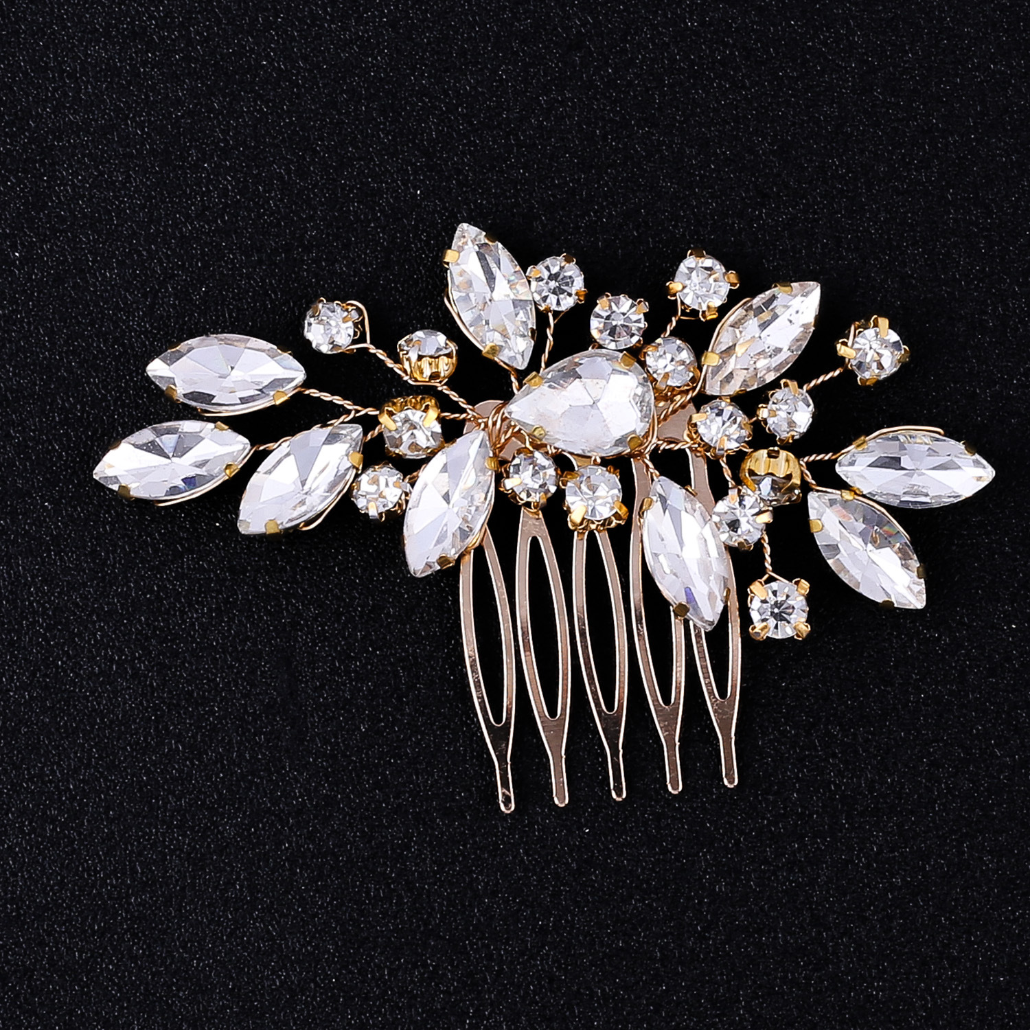 Grinalda de luxo para noiva com cristais facetados sem pérolas