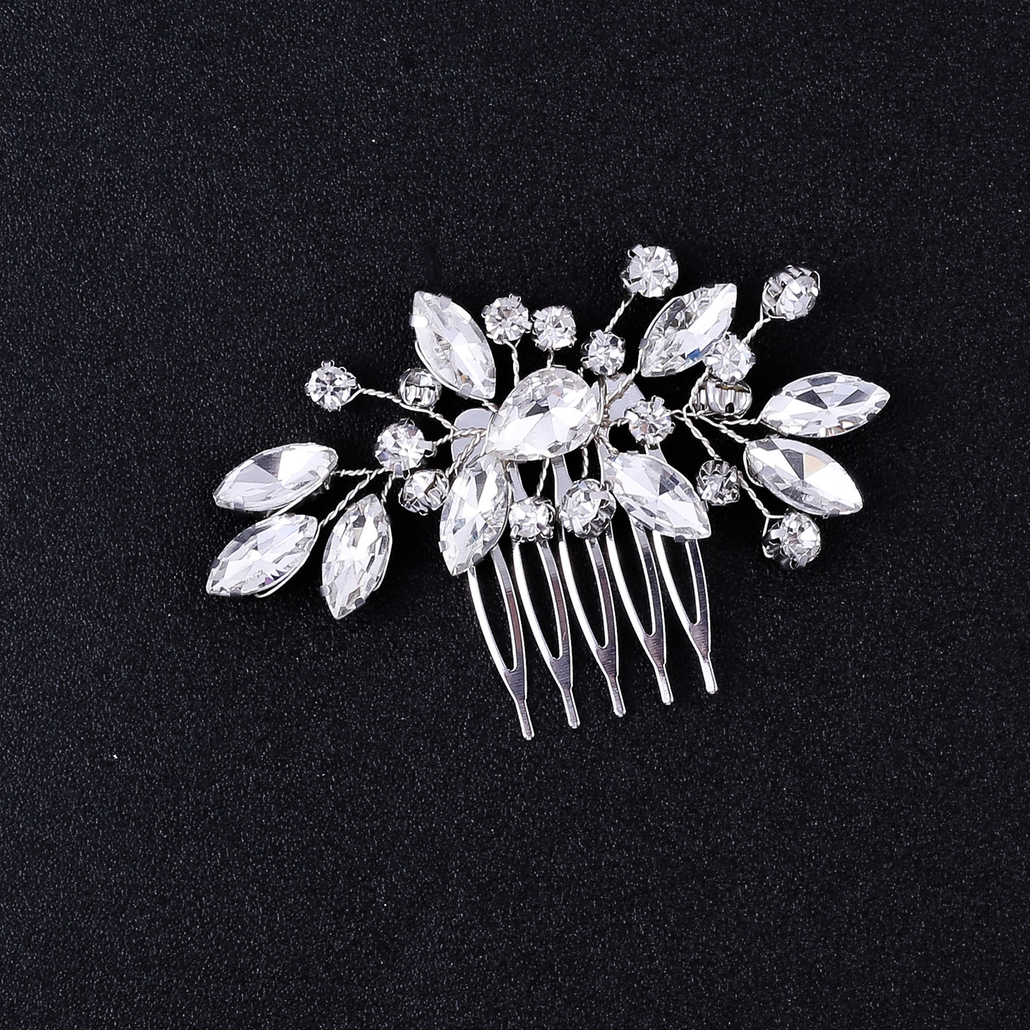 Grinalda de luxo para noiva com cristais facetados sem pérolas