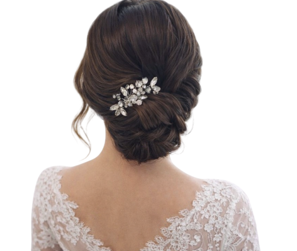 Grinalda de luxo para noiva com cristais facetados sem pérolas