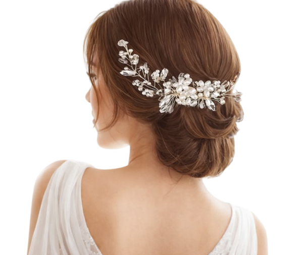grinalda Arranjo de cabelo noiva com ramos de cristais e pérolas luxo