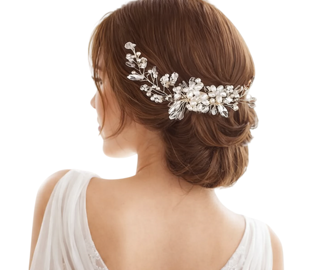 grinalda Arranjo de cabelo noiva com ramos de cristais e pérolas luxo