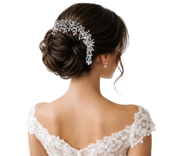 Arranjo de cabelo estilo guirlanda para noiva boho chic