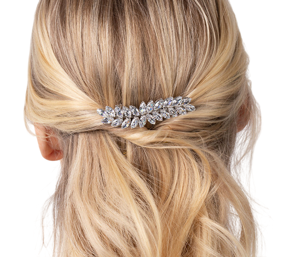 prendedor b519 -1 Acessório de cabelo noiva semijoia brilho de diamante zircônia navete