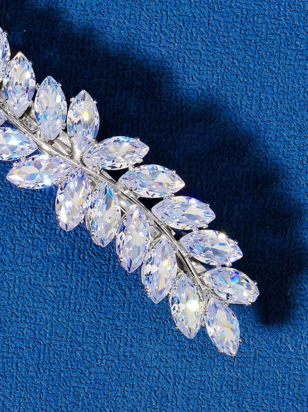 prendedor b519 (2) Presilha noiva zircônia luxo ramos prateados