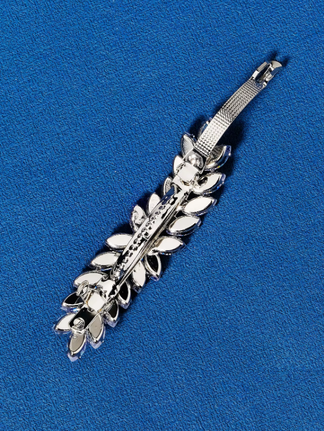 prendedor b519 (3) Presilha noiva zircônia luxo ramos prateados