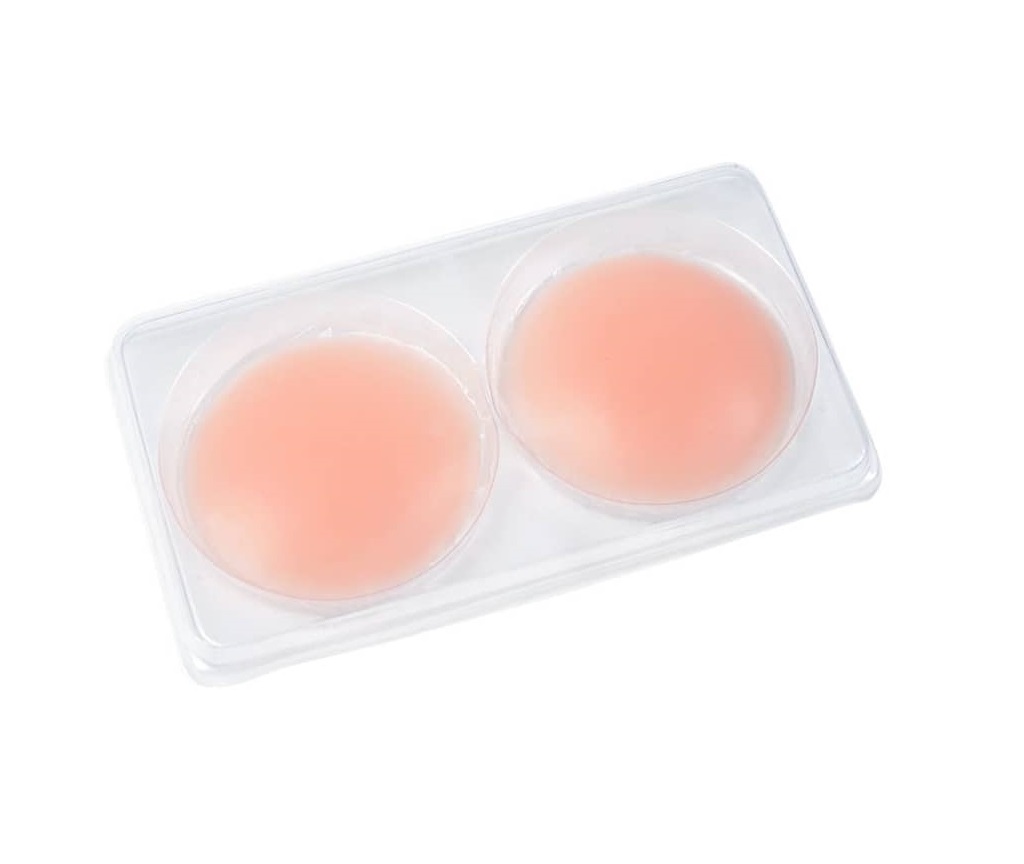 Par de protetores de seios silicone reutilizável cor bege