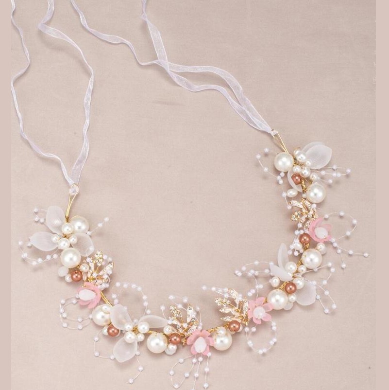 tiara de flores e pérolas para noiva ou daminha