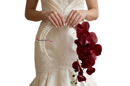 Buquê de Noiva Hoop Bouquet com Orquídeas Marsala – Buquê Moderno Buquê de Noiva Hoop Bouquet com Orquídeas Marsala – Buquê Moderno