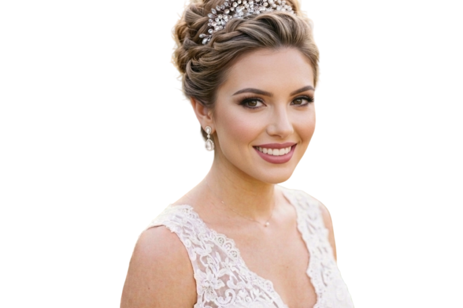 Grinalda para Penteado de Noiva Cristais e Pérolas Porta Coque Cabelo Semi-Preso Grinalda para Penteado de Noiva Cristais e Pérolas Porta Coque Cabelo Semi-Preso