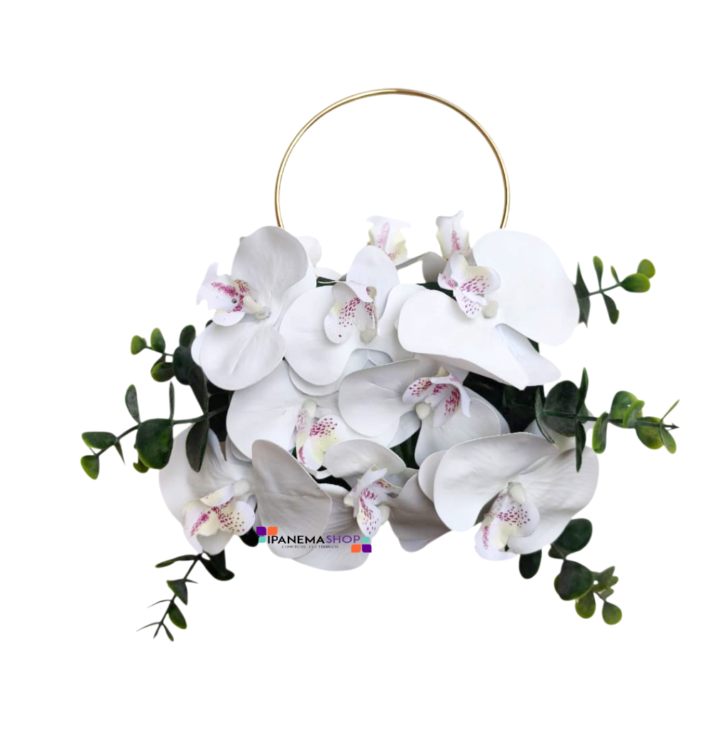 BUQUE BOLSA IPANEMASHOP - BN181 (3) mini bolsa buquê de orquídeas com alça dourada