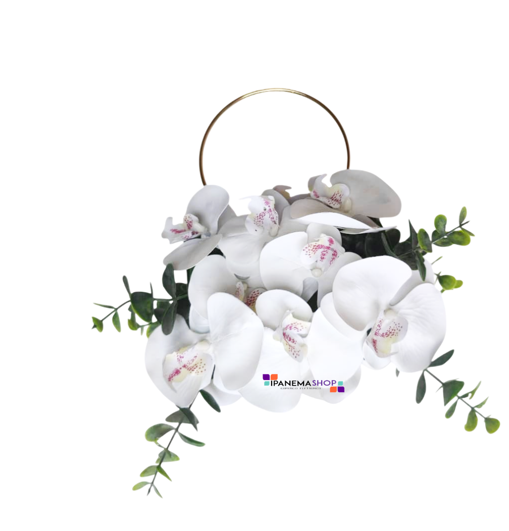 BUQUE BOLSA IPANEMASHOP - BN181 (4) mini bolsa buquê de orquídeas com alça dourada