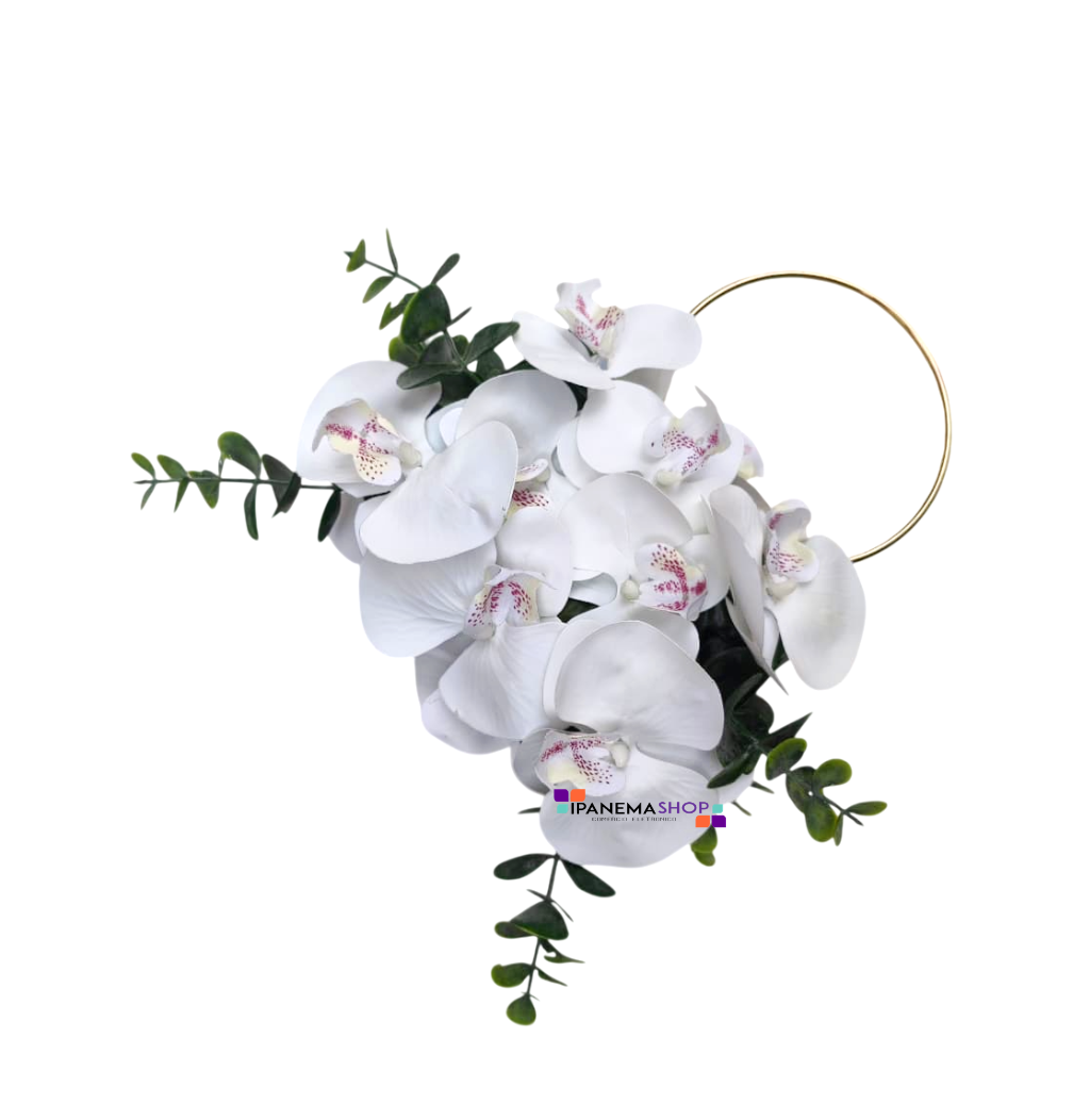 BUQUE BOLSA IPANEMASHOP - BN181 (5) mini bolsa buquê de orquídeas com alça dourada
