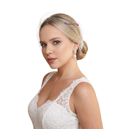 Voilette de Noiva Clássico com Aplicação de Pérolas Grinalda Noiva Casamento Civil Pré-wedding