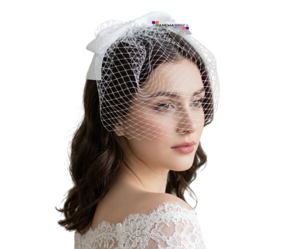 Tiara com voilette noiva branca estilo vintage