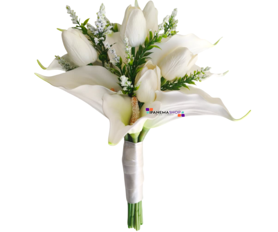 Buquê de Noiva Permanente Copo de Leite e Tulipas Elegância Casamento Civil Mini-wedding Buquê de Noiva Permanente Copo de Leite e Tulipas Elegância Casamento Civil Mini-wedding